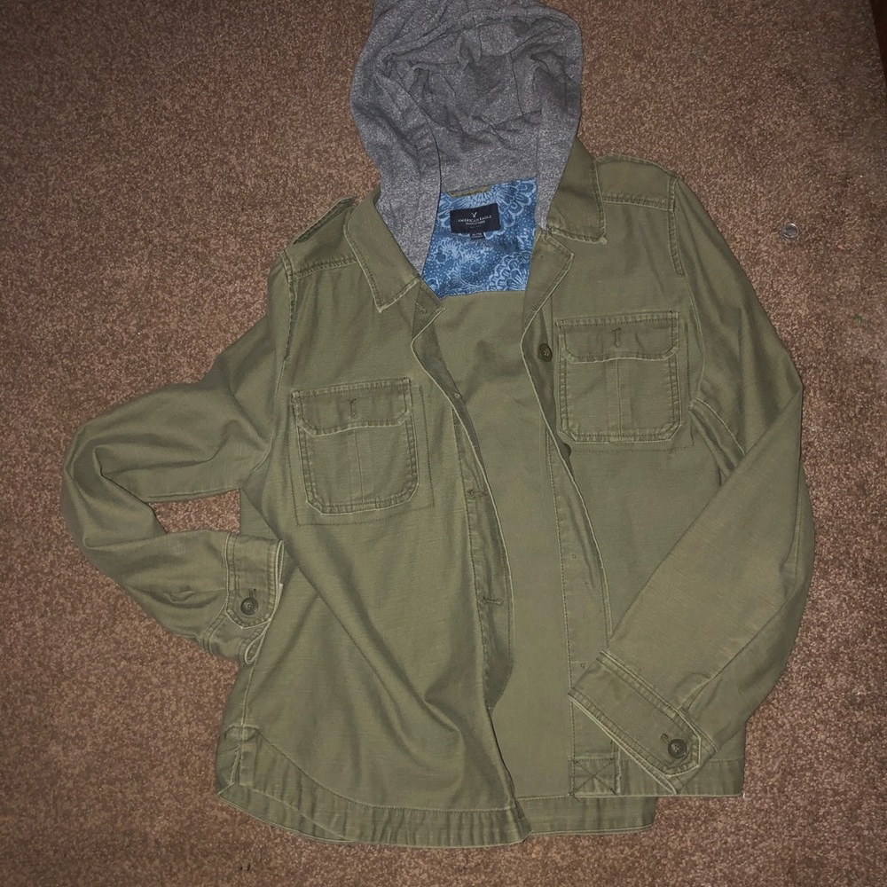 Army green button up shirt/light jacket.